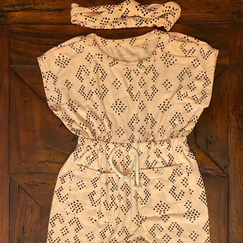 Jessica Simpson Short Sleeve Long Pants One Piece Romper, Pink, Black, Bow Inc.